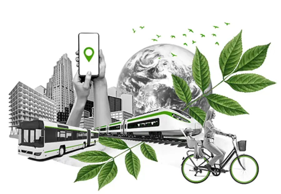 meerdere voormen van duurzamen transport op een plaatje